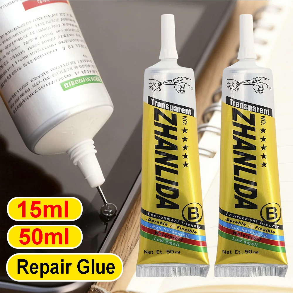 

1-2Pcs Repair Glue with Precision Applicator Tip 50/15ML Repair Glue for Book Phone Screen Frame Bonding and Battery Back Cover