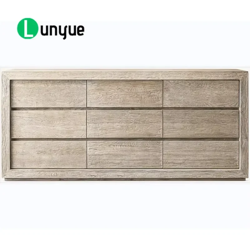 Luxury Modern Solid Wood 9 Drawer Dresser Bedroom Furniture Storage Cabinet High Quality Home Decor