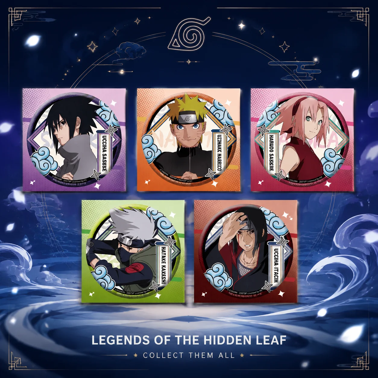 Pin Esmaltado Grande de 75mm de Naruto Shippuden Oficial de Mansiu, con Personajes de Naruto Uzumaki, Kakashi Hatake e Itachi Uchiha, Regalo Coleccionable de Anime
