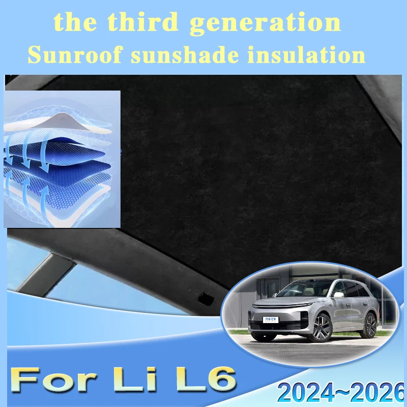 For Li Lixiang L6 2024 2025 2026 Car Electrostatic Adsorption Insulation Sunroof Sunshade Shade Visor Heat Shield Auto Accessory