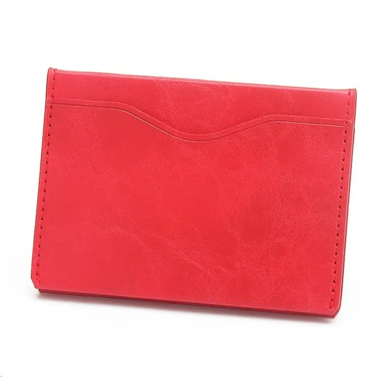 قطعة واحدة من حامل بطاقات العمل الجلدية السميكة مع 3 فتحات للبطاقات، وحقيبة بطاقات بنكية خفيفة الوزن ومحمولة