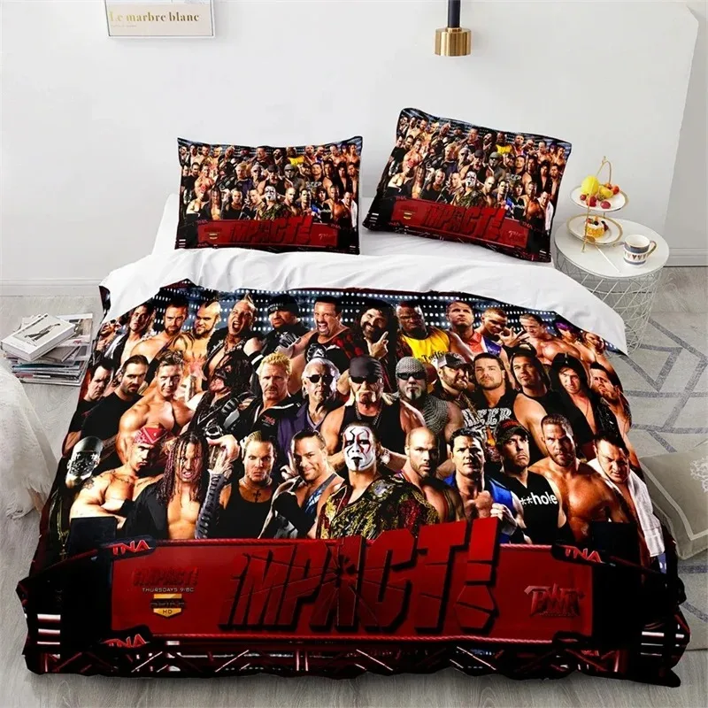 

3D Print Wrestling Game WWE EAW Bedding Set,Duvet Cover Comforter Bed Set Quilt Cover Pillowcase,King Queen Twin Size Boys Girls