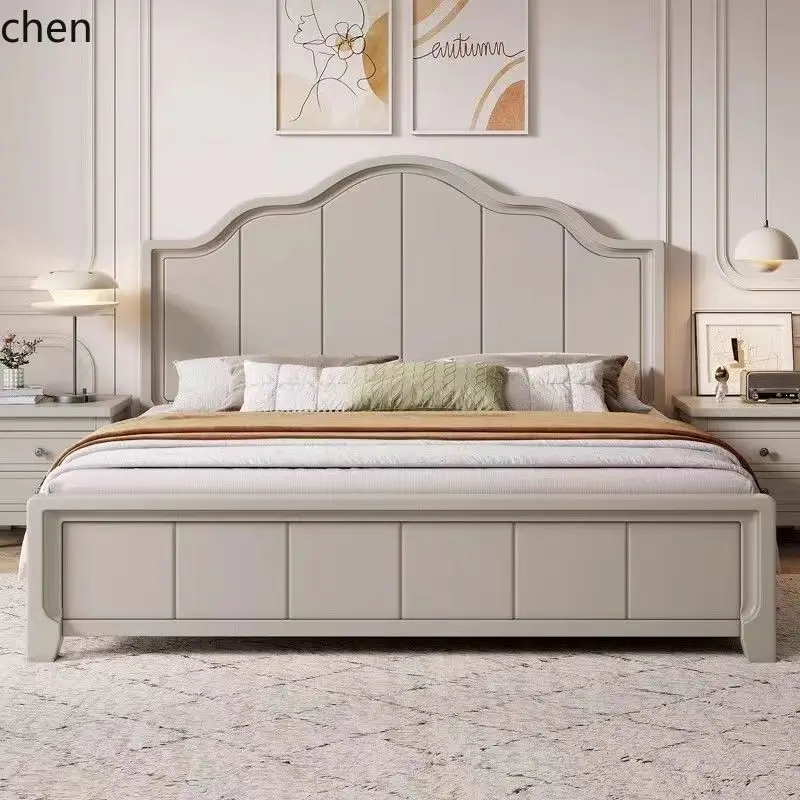 ZML Solid Wood Bed Simple Master Bedroom Double Bed Modern Storage Bed for Home Use