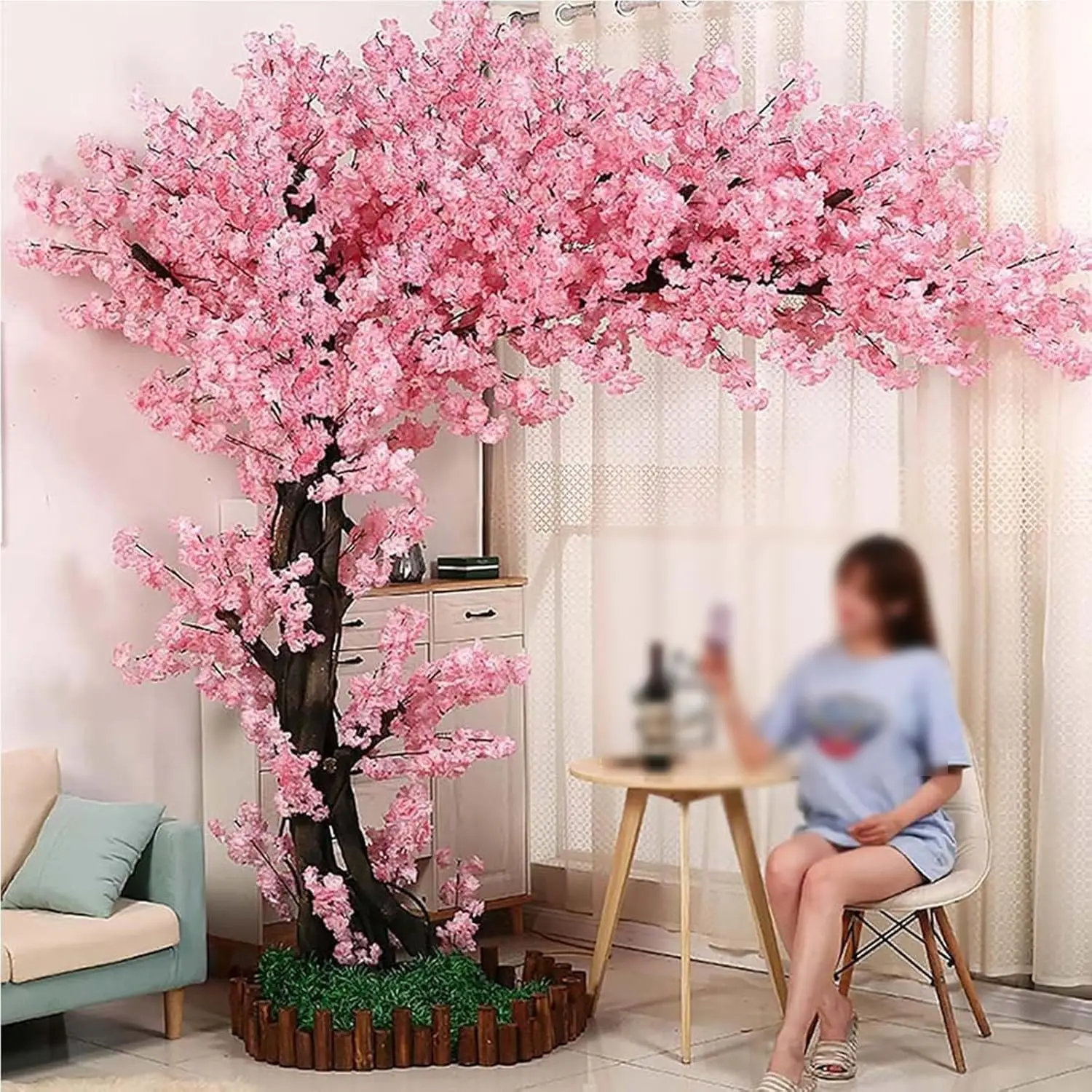 

Artificial Cherry Blossom Tree Large Simulation Sakura Tree, Fake Cherry Simulation Wishing Tree for Outdoor Home Wedding Hotel