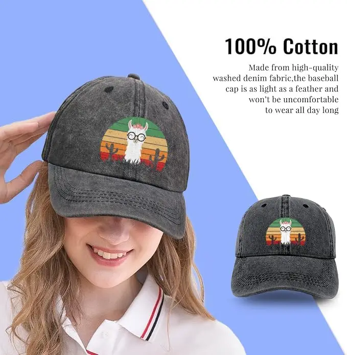 اللاما الألبكة قبعة بيسبول للنساء عادي المألوف غروب الشمس الرجال قبعات البيسبول الانظار الأسود أبي قبعة خمر غسلها Unconstr #4