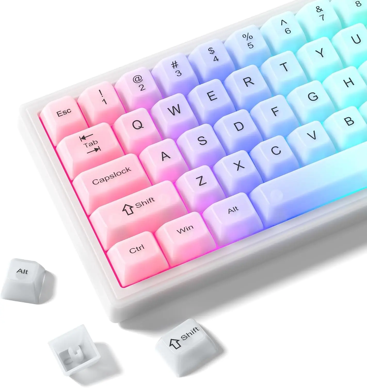 Keyboard Keycaps Jelly  Cute White Keycaps 60 65 75 100 Percent  Transparent Clear Custom Key Cap Set for Cherry MX  Kailh  Oute