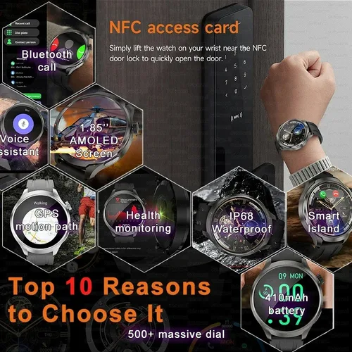 Para Xiaomi 2026 nuevo GPS deportes NFC moda Smartwatch hombres 1,85 ""pantalla AMOLED ritmo cardíaco presión arterial salud reloj inteligente