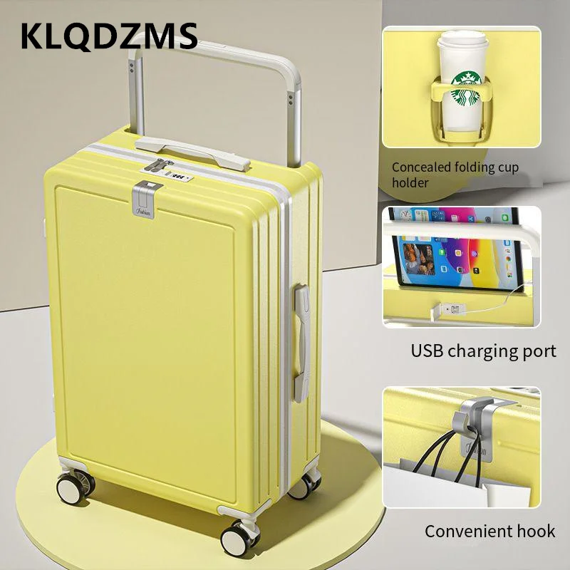 KLQDZMS-Valise d'embarquement PC avec chargement USB, bagage de cabine, sac de voyage à roulettes, valise à roulettes, 20 po, 22 po, 24 po, 26 po