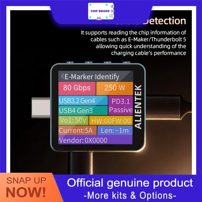 

ALIENTEK USB Tester C2 Digital Power Diagnostic Device for Voltage and Current Analysis with PD3.2 Fast Charge Support