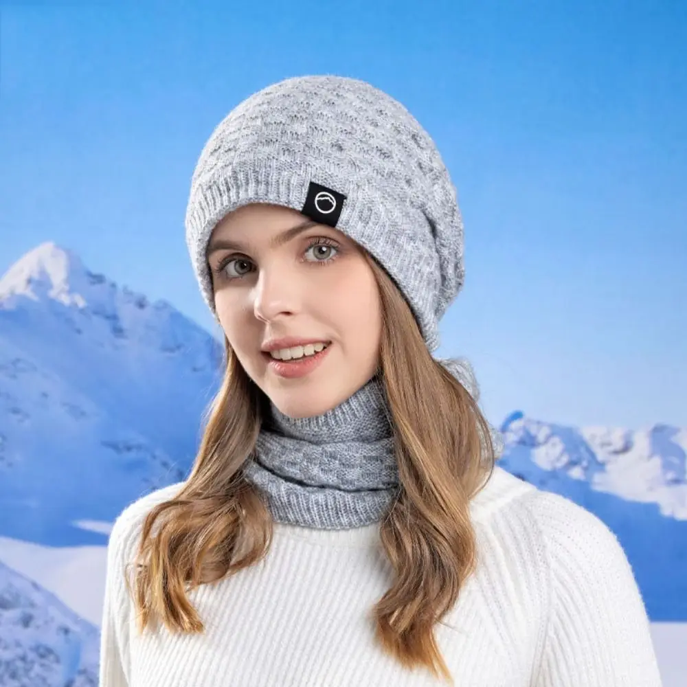 Neck Warmer Winter Beanie Hats Scarf Set Cold Proof Thicken Women Warm Knitted Hat Ear Protection Windproof