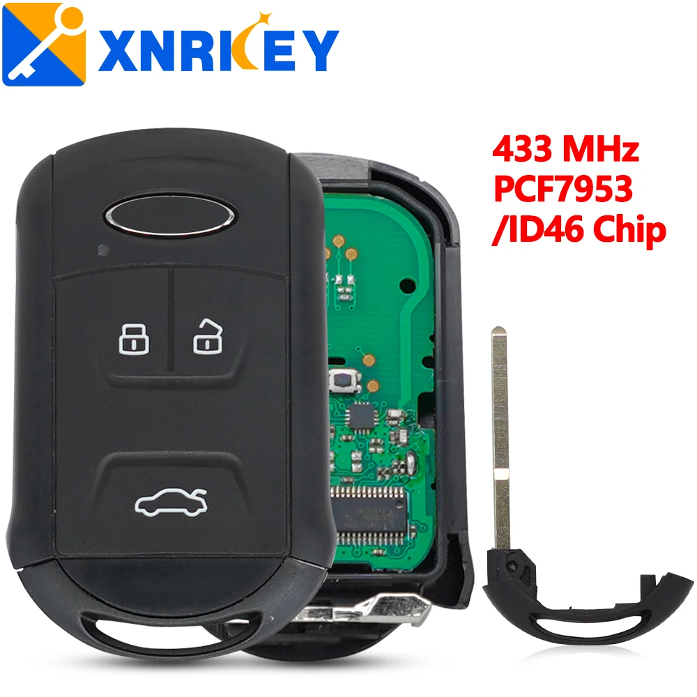 XNRKEY 3 Button Car Smart Remote Key ID46 Chip 433Mhz for Chery Tiggo 5 Tiggo 7 Tiggo 8 Arrizo 5 6 7 Smart Remote Car Key