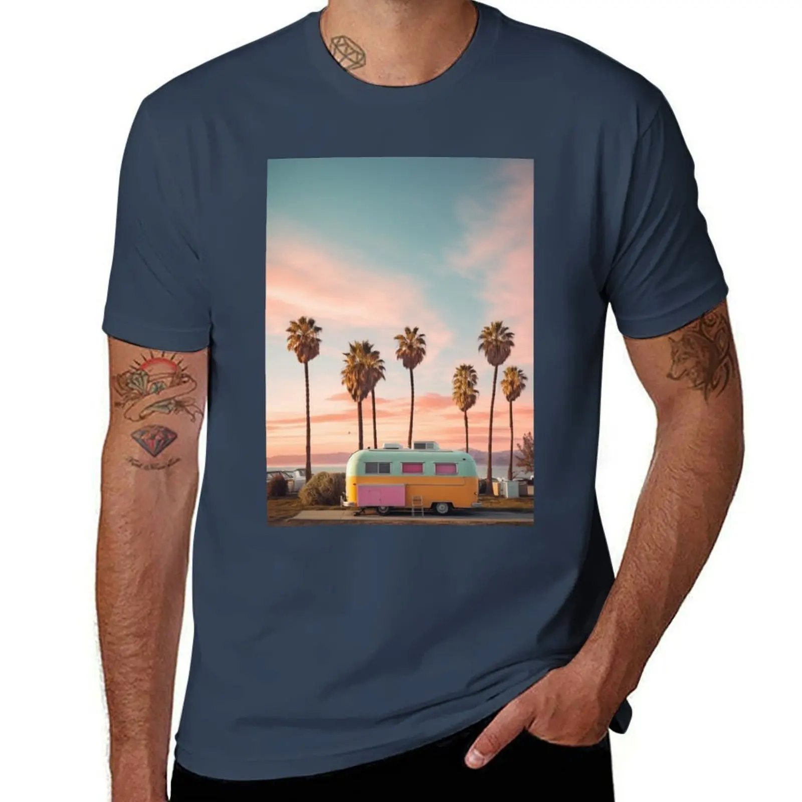 California Dreaming T-Shirt Simple Solid Color Crew Neck Tee
