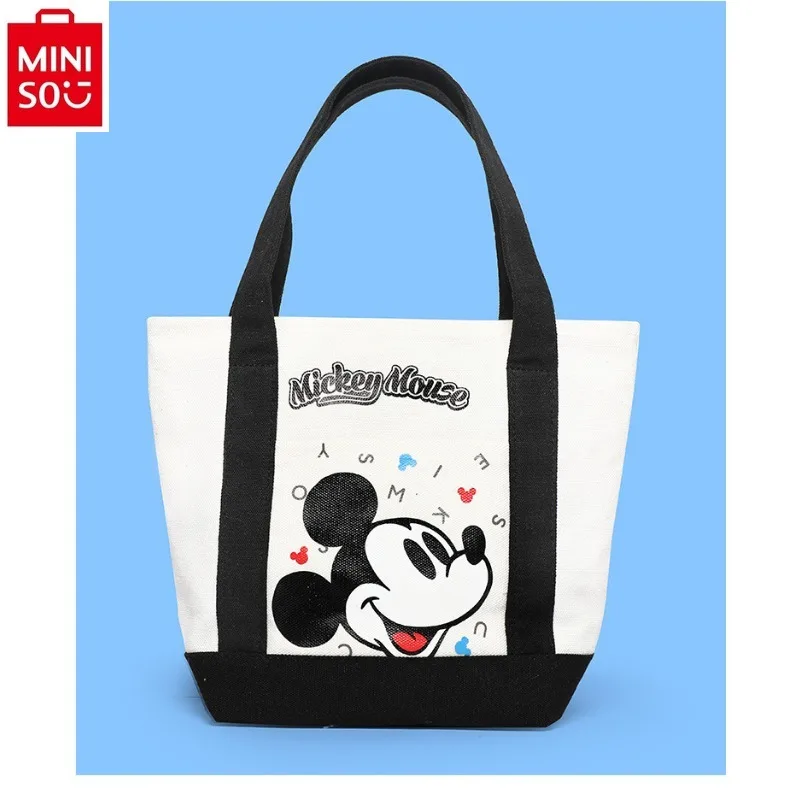 

MINISO Disney contrast Mickey canvas bag student fashion soft large capacity cartoon tote bag