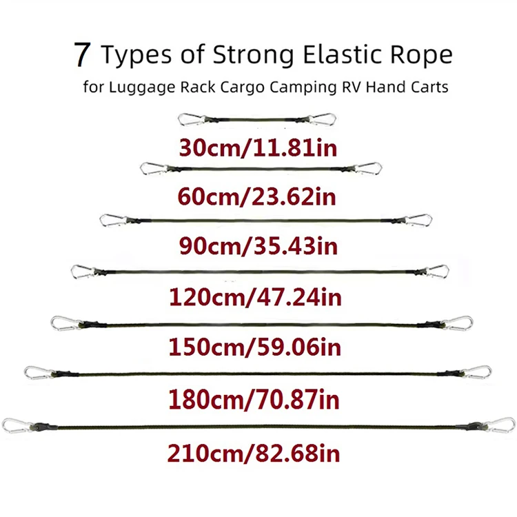 30 cm–210 cm langlebiges, robustes, elastisches Seil für den Außenbereich, 7 mm dick, Frachtgurt, Gepäckgurtverschluss – Detail 5