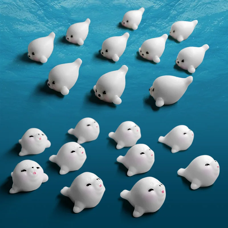 10 Uds nuevo sello de León marino modelo Animal bonsái estatuilla DIY decoración del hogar Hada en miniatura accesorios de decoración de jardín estatua moderna