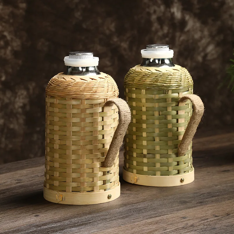 

1.6L Classical Bamboo Retro Travel Thermos flask Water Bottle Heat Cold Preservation Hand Make