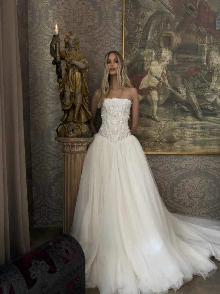 Sharon Said Luxury Strapless Lace Tulle Ball Gown Wedding Dress 2026 Basque Bridal Gowns Vestidos de Novia SW224 Customized
