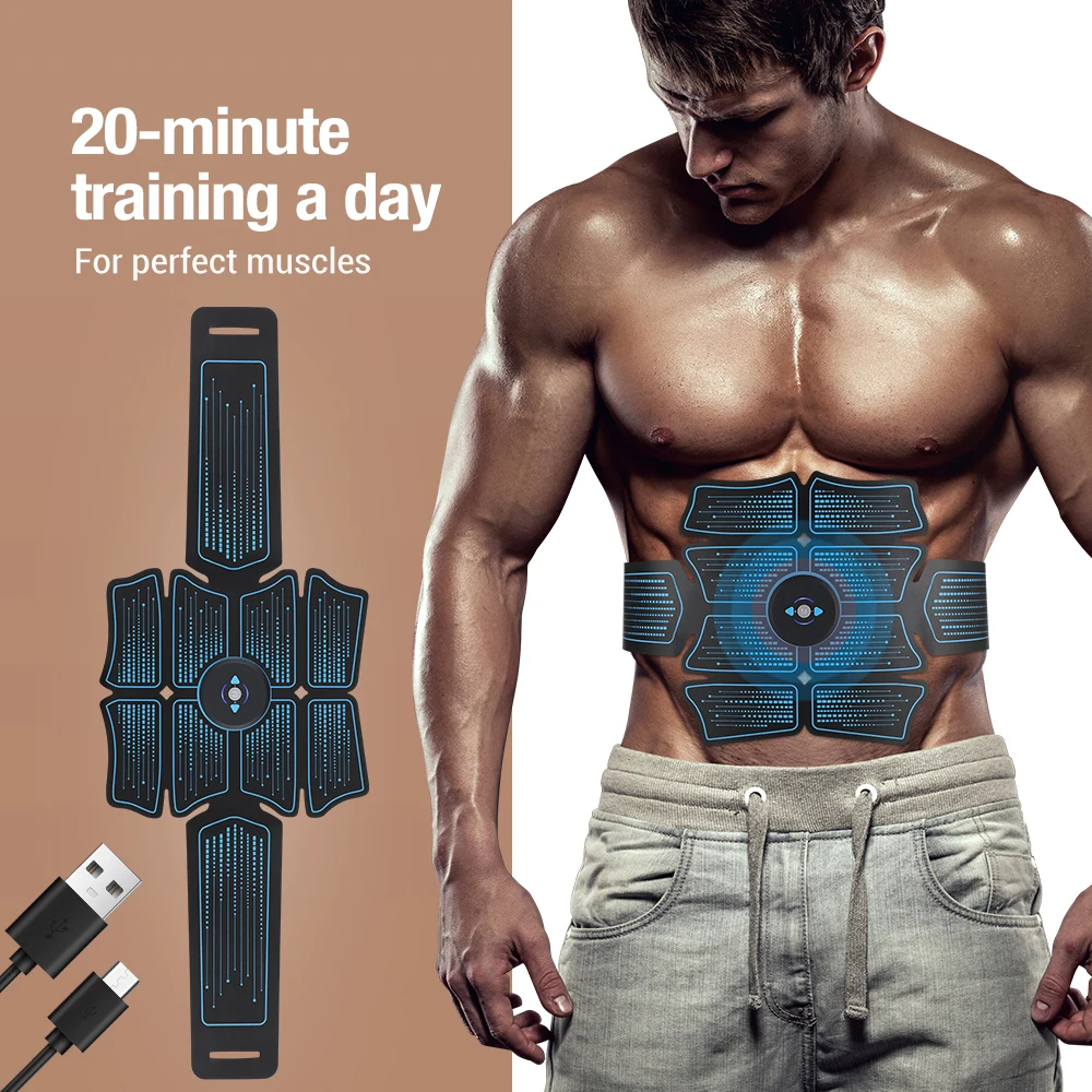 

EMS Abdominal Muscle Stimulator Trainer USB Connect Abs Fitness Equipment Training Gear Muscles Electrostimulator Toner Massage