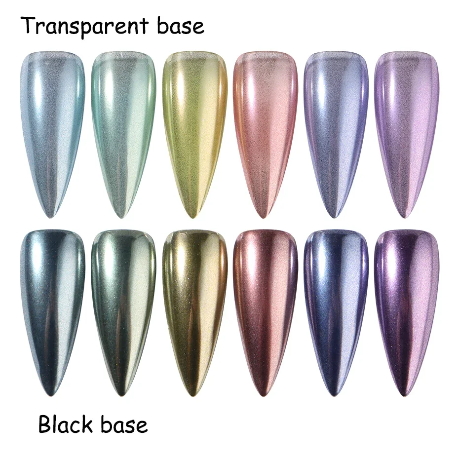 مسحوق لامع لطلاء الأظافر جل بالأشعة فوق البنفسجية ، 6 ، تأثير معدني ، وردي ، ذهبي فضي ، كروم ، للمانيكير #4