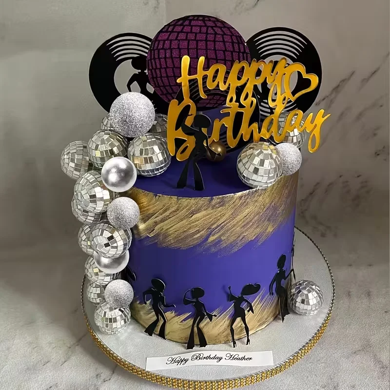 19-teiliges Set Spiegel-Silberkugel Tortendekoration, Glitzer-Silber Schaumstoffkugeln für Disco-Geburtstagsfeiern und Hochzeitstorten – Detail 4