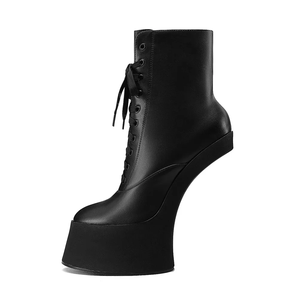 2026Autumn and Winter Women's Platform Horseshoe Shaped High-heeled Short Boots Sexy Nightclub Role-playing Women's Ankle Boots
