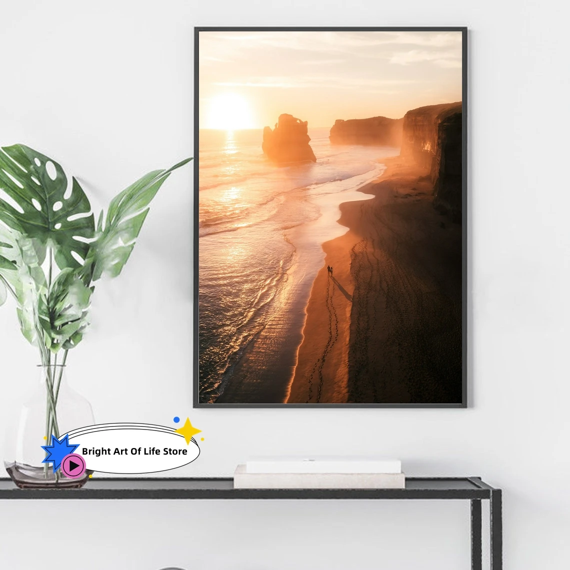 Sunset Beach stroll at Gibson steps photo print, Australia Wall Art, Ocean Photography,Beach poster Art from Melbourne, Victoria