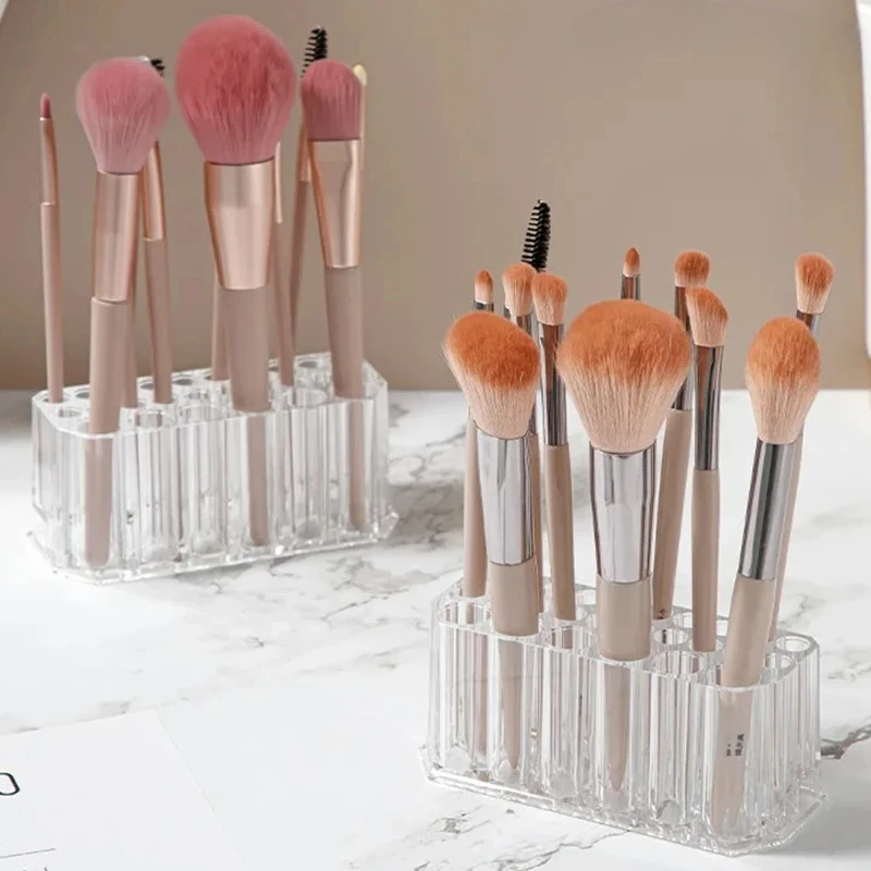 26 Holes Makeup Brush Holder Multifuntional Acrylic Desktop Cosmetics Storage Rack  Lipstick Organizer Transparent Showing Shelf