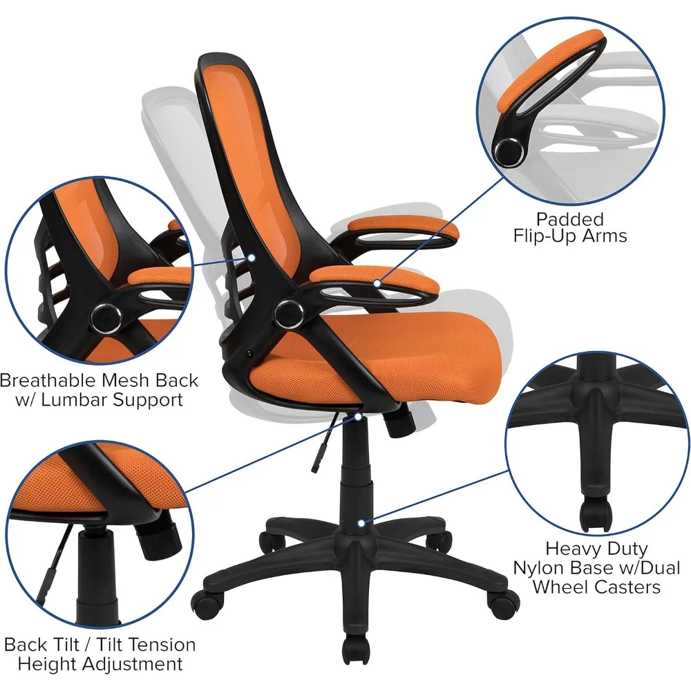 Porter Mesh High Back Ergonomic Swivel Office Chair with Lumbar Support, Flip-Up Arms, Tilt Lock/Tilt Tension