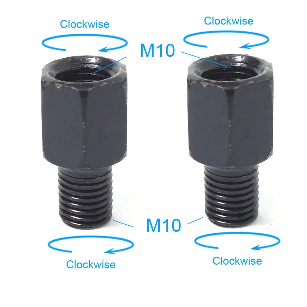 1 Paar schwarze Motorrad-Spiegeladapter M10 10 mm M8 8 mm Rückspiegel Umwandlungsschraube im Uhrzeigersinn Anti-Uhr Rechts-Links-Gewinde