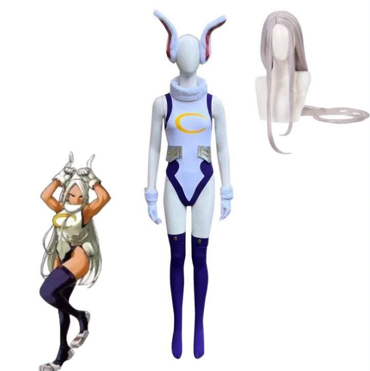 

Anime My Academia Miruko Cosplay Costume Rabbit Hero Wig Sexy Tight Printing Jumpsuits Woman Kawaii Carnival Party Suit Cosplay