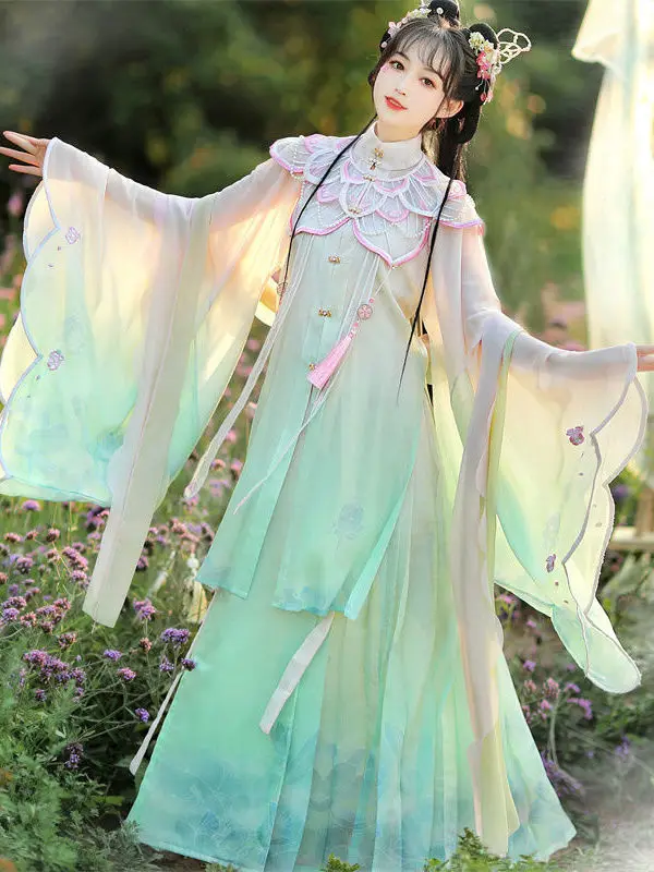 Chinese Style Hanfu Women's Autumn Ming Dynasty Cloud Shoulder Fairy Elegant Ancient Style Costume New Suit Mamianqun