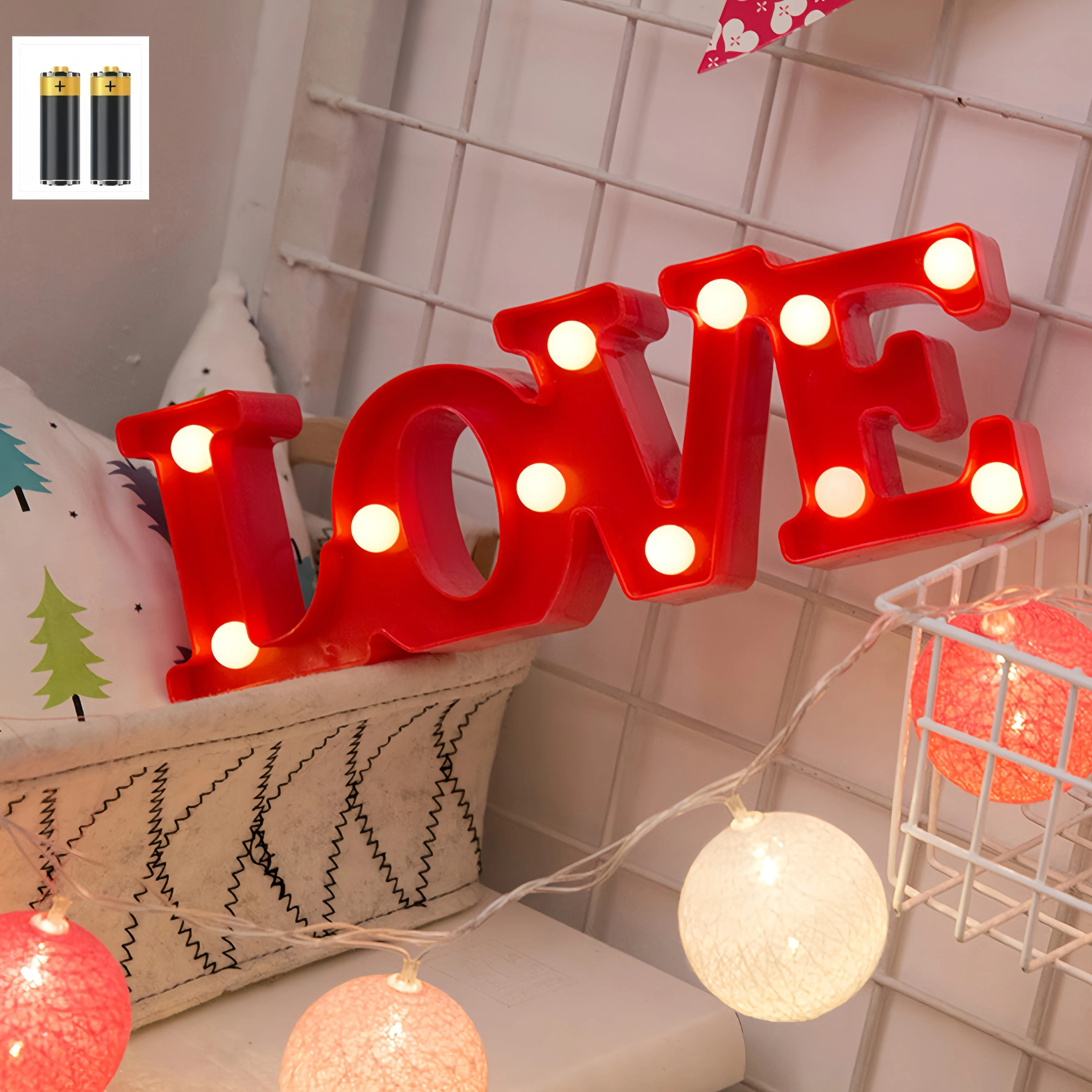 1pc LOVE Shape LED Light Sign Battery Operated Novelty Letter Decorative Light Valentine's Day Proposal Table Wall Decoration