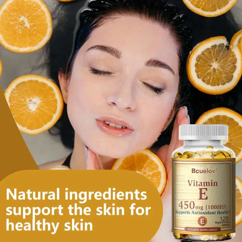 Vitamin E 1000IU Capsules - Supports Skin, Cardiovascular Health, Boosts Immunity, Anti-aging, Skin Health
