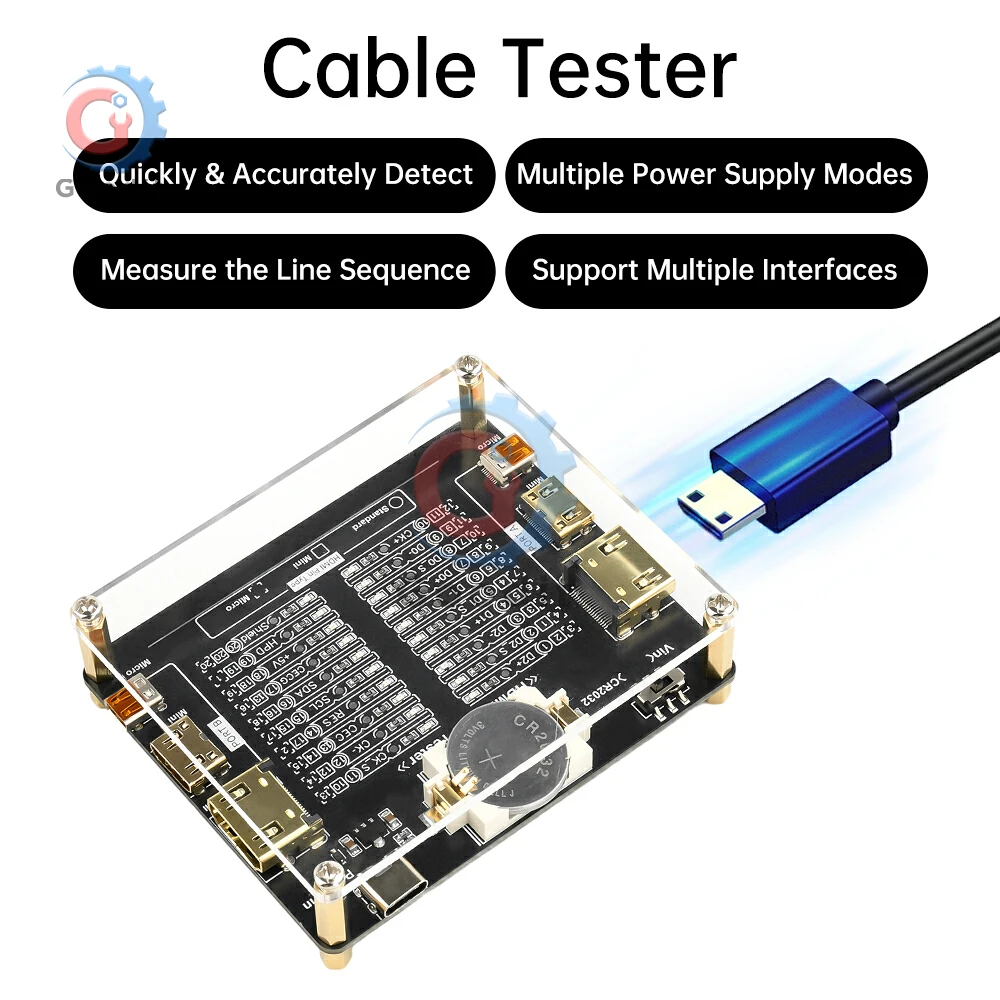 

DC3-12V Type-C Cable Tester 20 LED Auto Detect Short/Open Circuit for Car Network Industrial Wiring Maintenance Test Board Tools