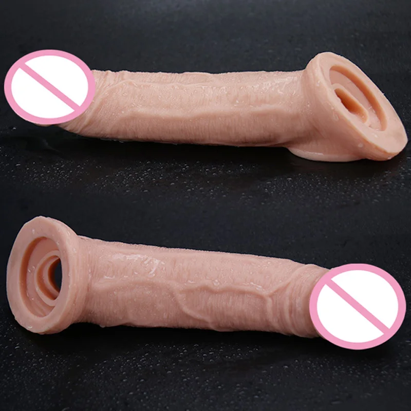 لينة القضيب موسع كم الواقي الذكري القابل لإعادة الاستخدام المثيرة لعب للرجال ديك توسيع تأخير سميكة الواقي الذكري كم الديك أدوات الجنس #6