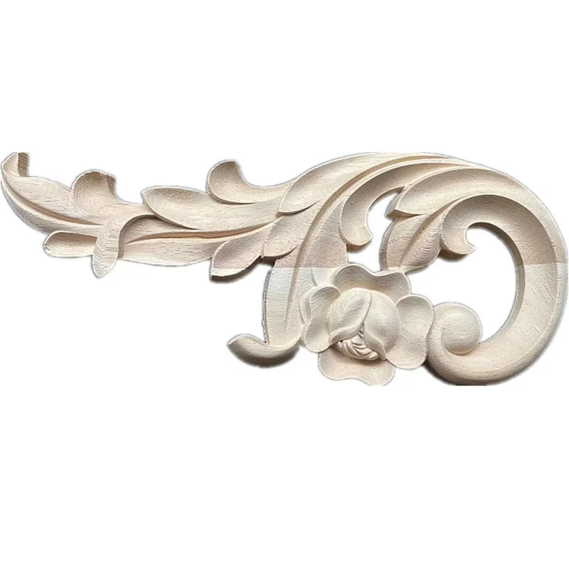 30cm Wood Carved Corner Onlay Applique Unpainted Frame Decal for Home Furniture Decor Wall Cabinet Door Decor Crafts