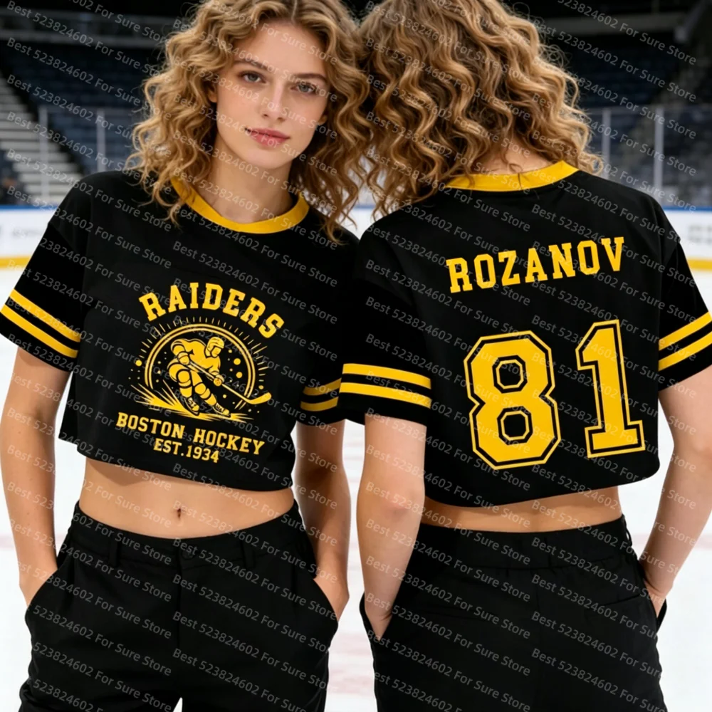 Women's Heated Rivalry Crop Tops Jersey ROZANOV & HOLLANDER Football Shirt Jersey Sexy Women's Clothing Short Sleeved T-Shirt