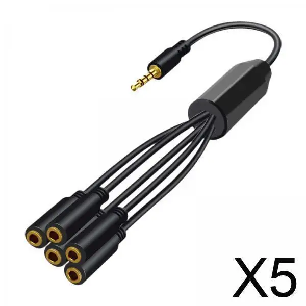

5xHeadphone Splitter No Interference Extension Cable for Laptop Phone Earphone 1 to 5