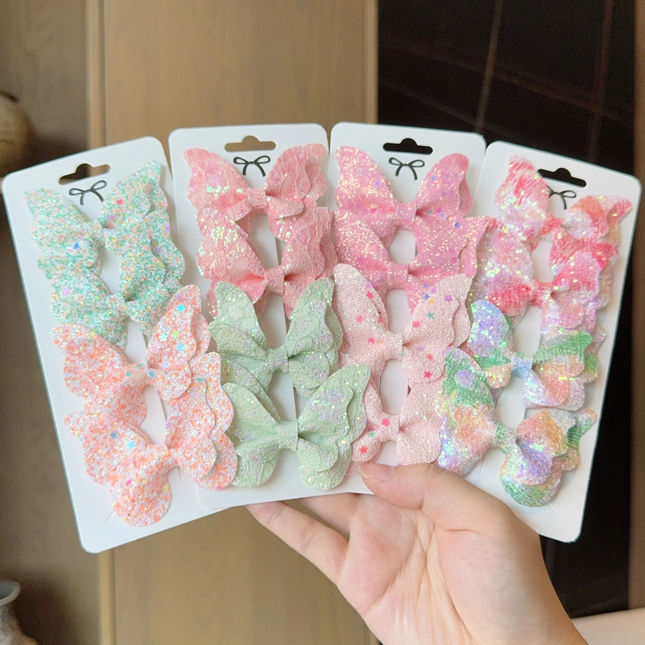 Nministériels ds et pinces à cheveux papillon solides pour bébés filles, accessoires en cuir pour enfants, épingles à cheveux, barrettes, vêtements