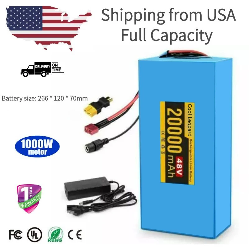 18650 13S4P E-Bike 48V 20Ah Lithium Ion Battery Pack,for 54.6V Electric Bicycle Scooter Motorcycle Replacement Li-ion Battery