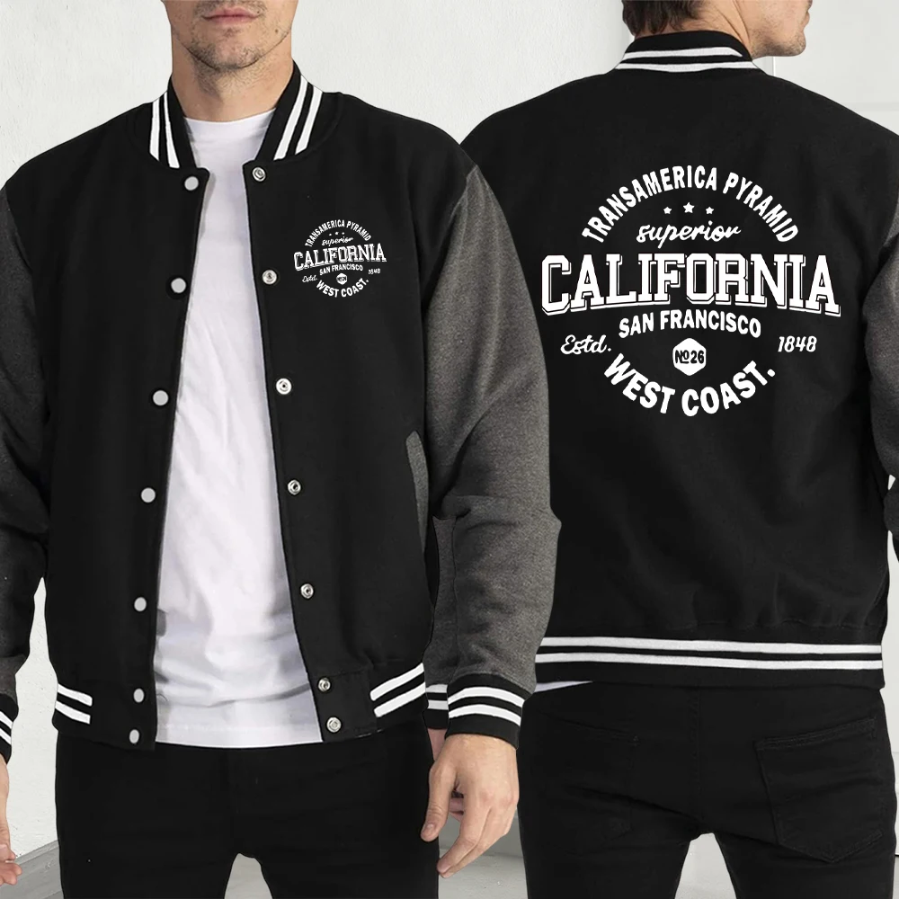 

Калифорния Westcoast куртки с буквенным принтом мужские хип-хоп индивидуальный бейсбольный трикотаж модная одежда флисовое пальто Y2K мужская одежда