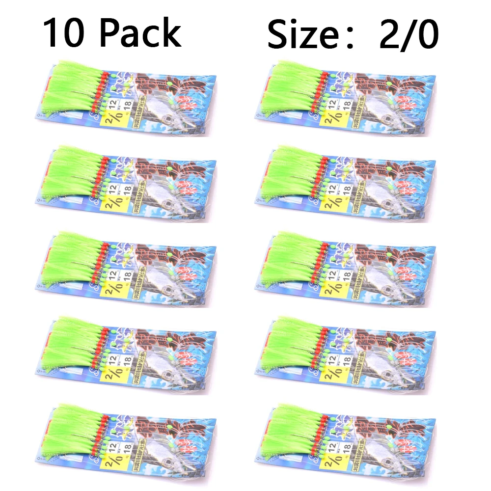 

10 packs of simulated rope hooks, white hair green hair string hooks, 10 hooks, fish skin hooks, sea fishing hooks