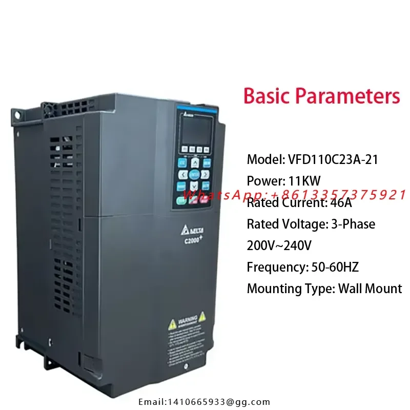 Industrial VFD110C23A-21 11KW VFD Inverter 3 Phase 200 240V Wall Mount AC Drive for Motor Speed Control Trade