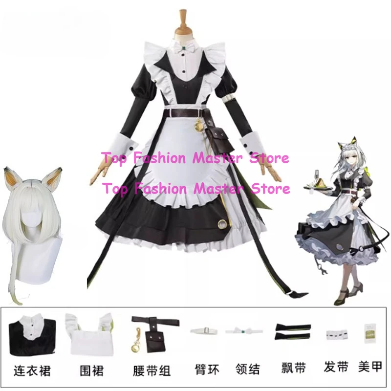 

Kal'tsit Cosplay Game Arknights Costume AMa-10 Cos Maid Outfit Lolita Dress Apron cat ears Set Halloween Party Role Play Outfit