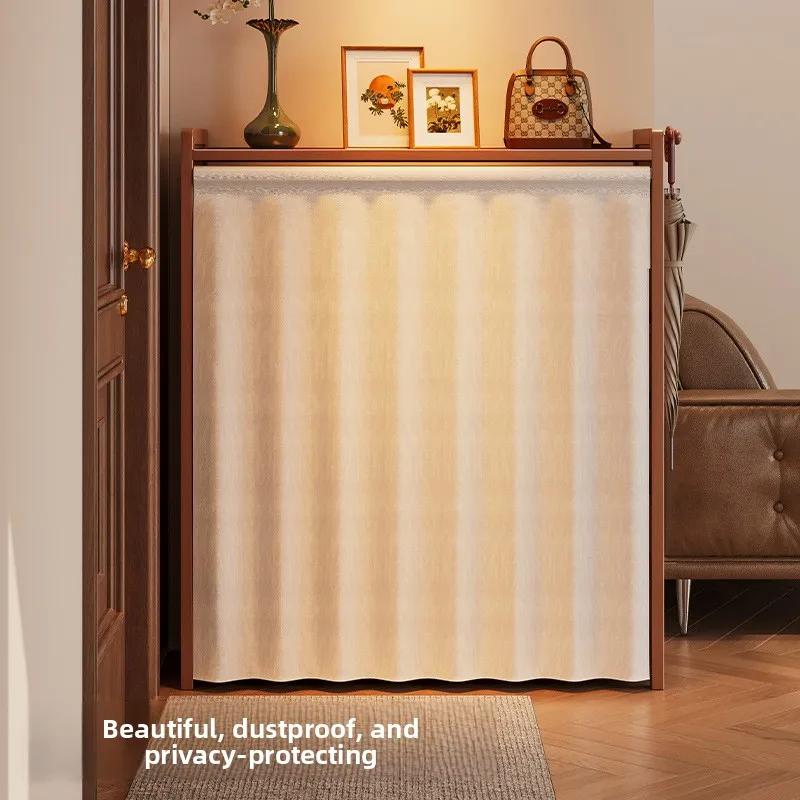 Light Luxury Dust-Proof Cloth Curtain Storage Rack, Shoe Cabinet, Multi-Layer Narrow Shoe Rack, Living Room Storage Rack