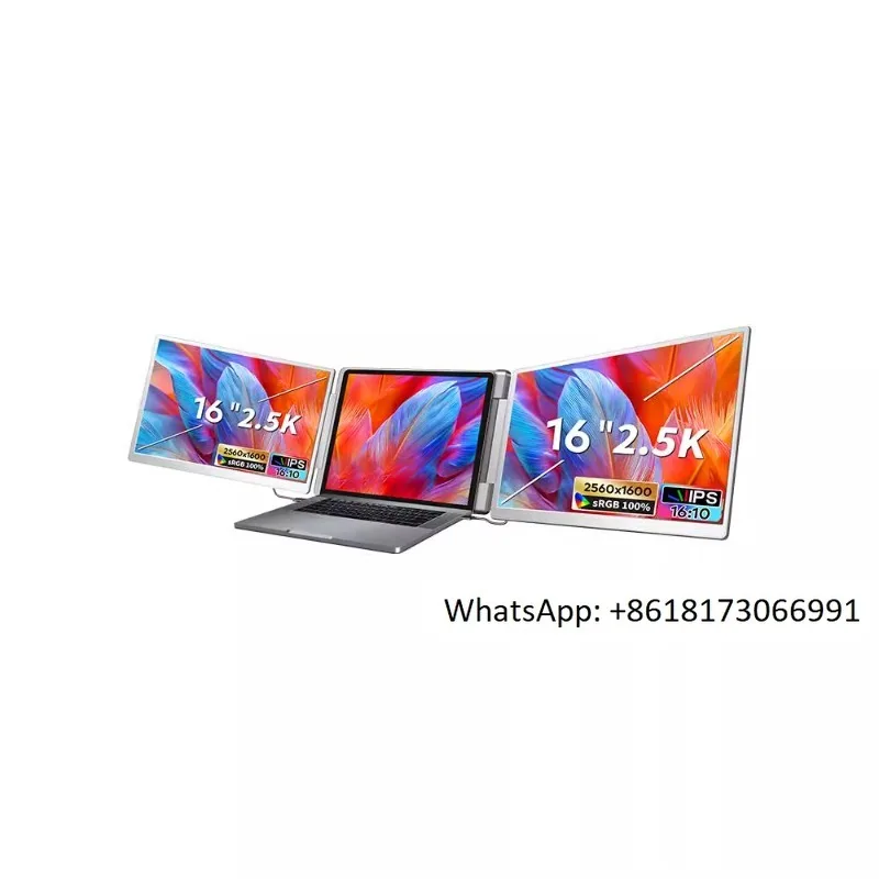 Ultrakrystaliczny przenośny monitor 2,5K z podwójnym ekranem 16-calowy podekran do notebooka Zewnętrzne biuro z podzielonym ekranem 16:10 Bez sterowników