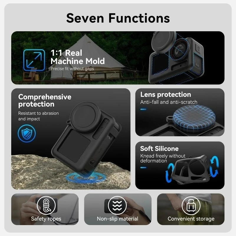 High Quality Soft Silicone Case for DJI OSMO Action 3 4 5pro Lens Cap Camera Drop Proof Protective Case for DJI Action 3 4 5pro