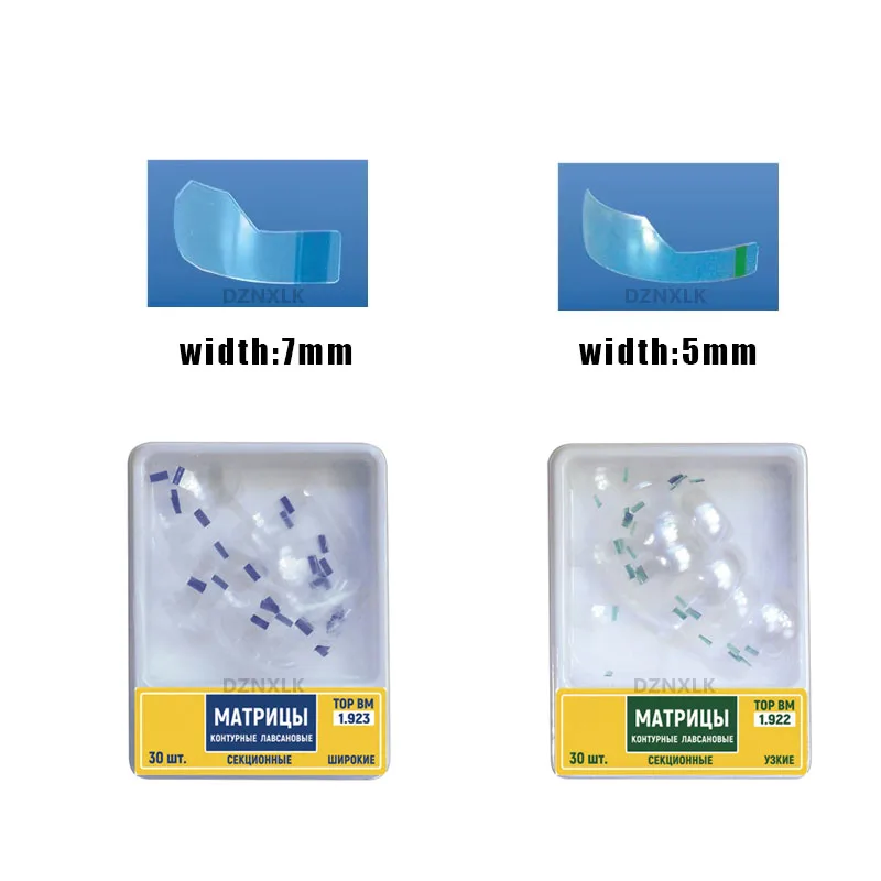 30/60Pcs Dental Clear Matrix Sectional Contoured Matrices Polyester Transparent Matrix Width 5mm/7mm Tooth Restoration Materials