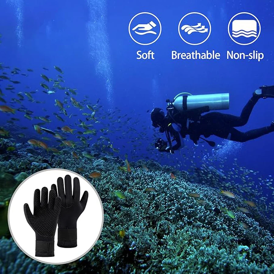 1Pair Diving Gloves 5-Fingers Diving Glovs  3mm Neoprene Thermal Protection Surfing Warm Wetsuit Winter Water Gloves