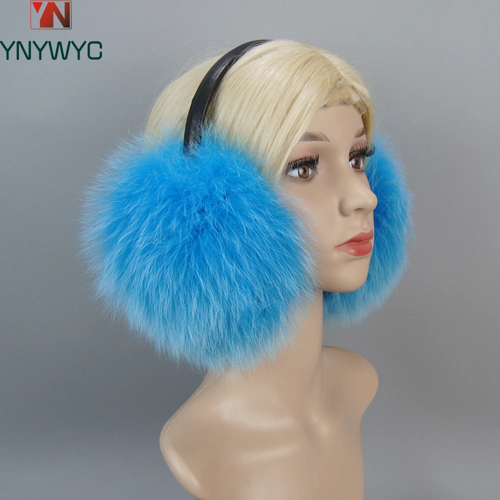 New Arrival Winter Lady Big Pompoms Fox Fur Fluffy Earmuffs Warm 100% Real Fox Fur Ear Cover Women Plush Genuine Fox Fur Earmuff